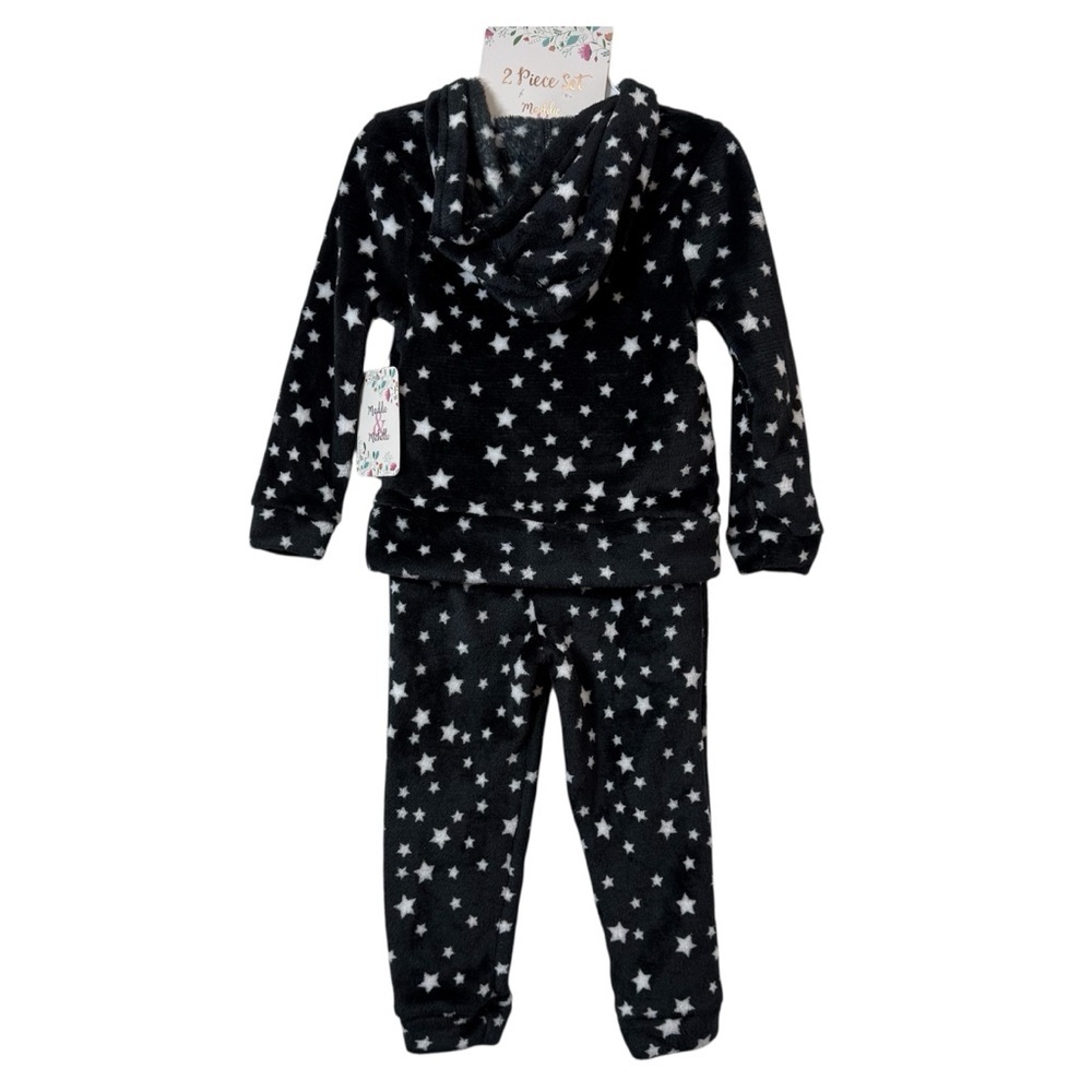 Girls' 2-Piece Plush Fleece Pajama Set Stars & Rainbow Size 2T - Picture 2 of 5